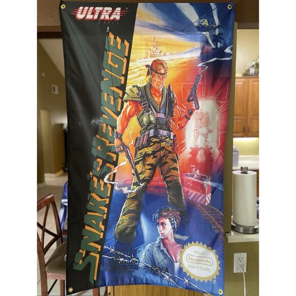 Snake's Revenge 5ft NES Box Art Flag 1988 KONAMI ULTRA Nintendo Entertainment - Picture 1 of 3